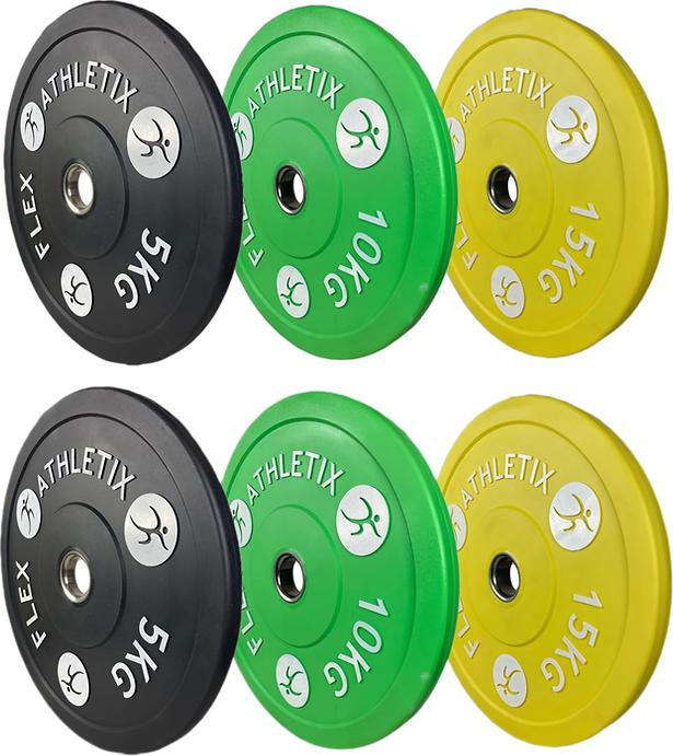 FlexAthletix Bumper Plates Set (2 x 5 kg, 2 x 10 kg, 2 x 15 kg)