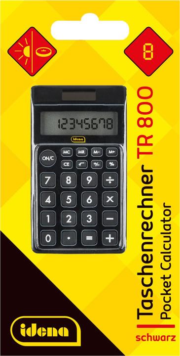 Produktbild Idena Taschenrechner TR800 schwarz, 8-stellig (Batterien, Solarzellen)