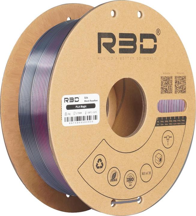 Actual product image R3D eSilk Magic-PLA Rose Red Black Filament 1.75mm 1Kg (PLA, 1.75 mm, 1000 g, Multicoloured)