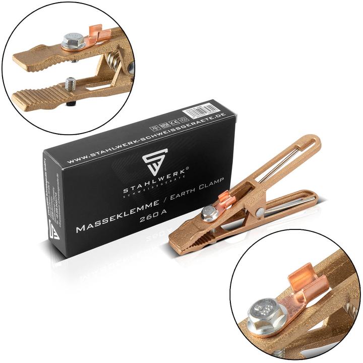 Produktbild Stahlwerk Masseklemme Massezange und Erdungsklemme belastbar bis 260A