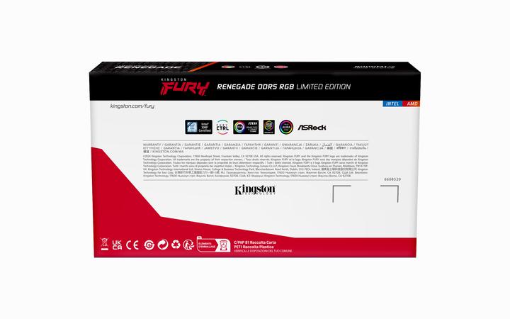 Productafbeelding Kingston 48 GB 8000MT/s DDR5 CL36 DIMM FURY Renegade RGB LE XMP (2 x 24GB, 8000 MHz, DDR5 RAM, DIMM 288 pin)