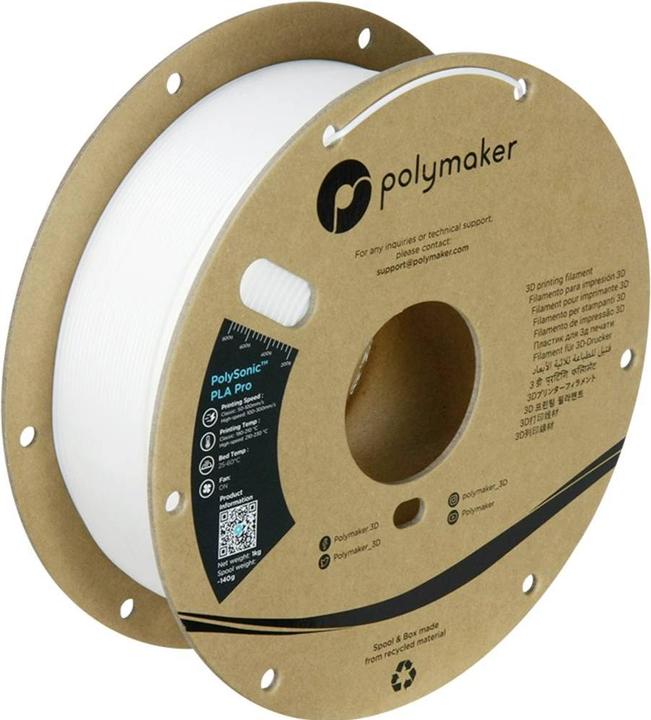 Produktbild Polymaker PolySonic High Speed PLA PRO (PLA+, 1.75 mm, 1000 g, Weiss)