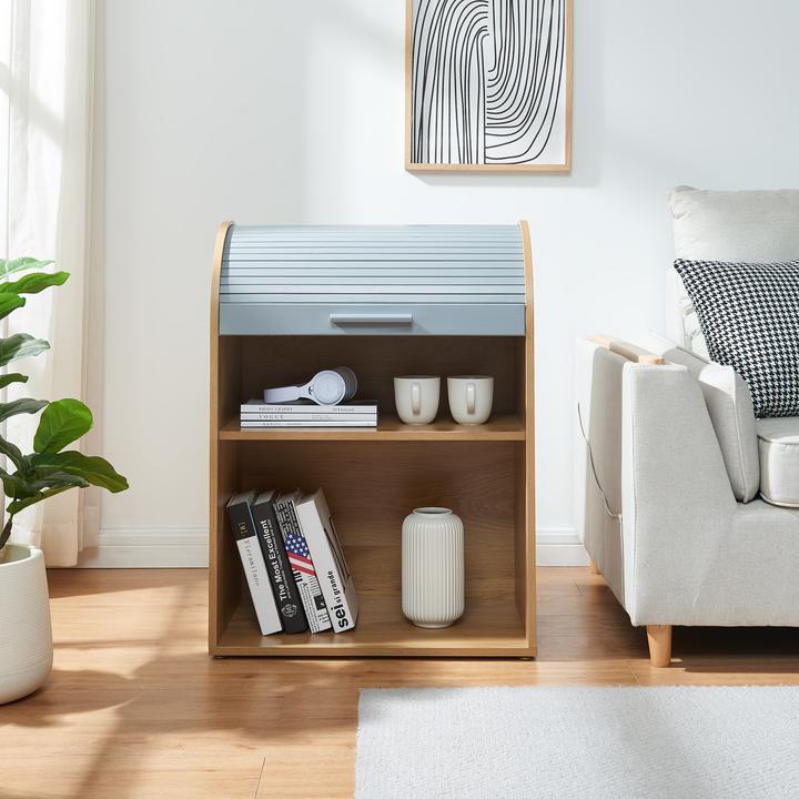 Produktbild En.Casa Rollladenschrank Kavlinge 80x60x40 cm Bambus/Grau (80 x 60 x 40 cm)