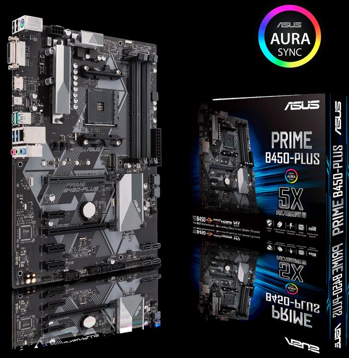Actual product image ASUS Prime B450-Plus (AM4, AMD B450, ATX)