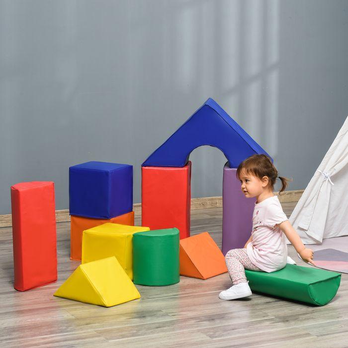Produktbild Swisshandel24 11-tlg. Softbausteine, Schaumstoffbausteine, Bausteinset zum Toben, Klettern, weiche Riesenbausteine