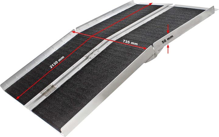 Produktbild Wiltec Rollstuhlrampe 2x faltbar 213cm 270kg rutschfest Rollirampe Alu Rollstuhl