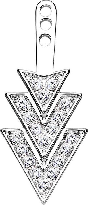 Star Piercing Ohrring Ear Jacket silber mit drei Kristalldreiecken
