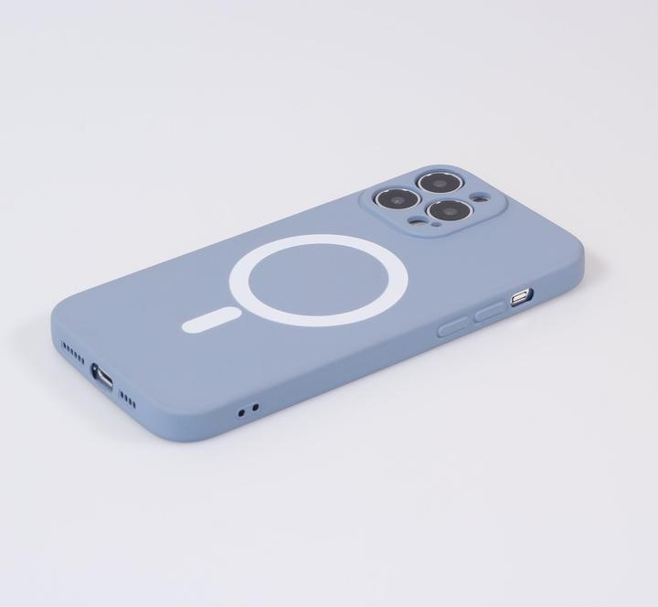 Produktbild PhoneLook Hülle Soft-Shell silikon cover mit MagSafe und Kameraschutz grau (Apple iPhone 15 Pro)