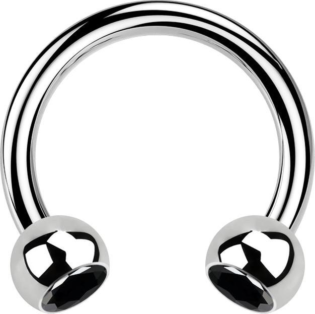 Immagine prodotto Star Piercing Campanile circolare in argento con due sfere di cristallo nero (senza ottone, Acciaio chirurgico 316L)