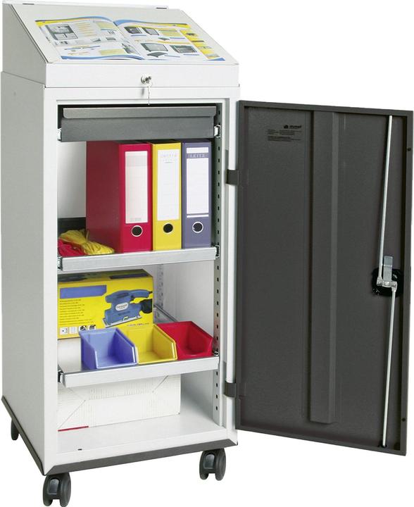 Stumpf Cupboard desk S3000 mobile RAL 7035/7035 1 writing desk, 1 drawer 2 shelves