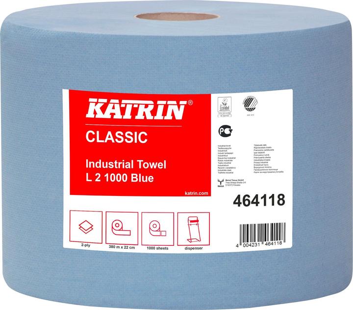 Actual product image Katrin 2 Cleaning cloth rolls L2 Blue 2-ply blue, 1,000 sheets (1 x)