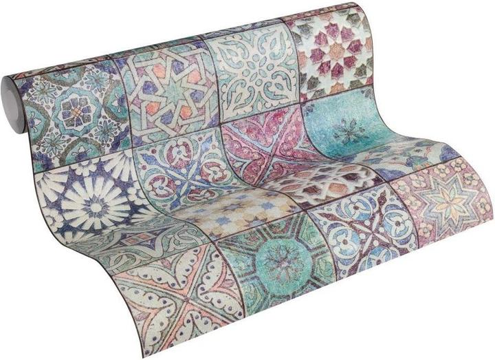 Immagine prodotto Trenddeko Carta da parati non tessuta con aspetto di piastrella marittima, 10,05 x 0,53 m (LxW) (53 x 1005 cm)