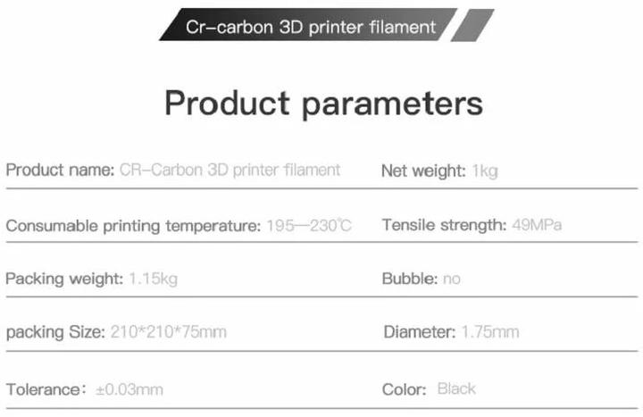 Image du produit Creality CR-PLA (PLA, 1.75 mm, 1000 g, Noir)