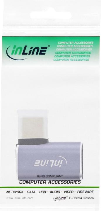 Produktbild InLine ® USB4 Adapter, USB Typ-C Stecker/Buchse rechts/links gewinkelt, Aluminium, grau (USB Typ-C)