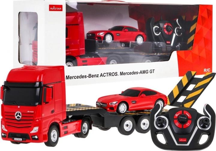 Actual product image Rastar Mercedes-Benz Actros Fjernstyret Lastbil + Mercedes AMG GT Bil 2.4G Rød