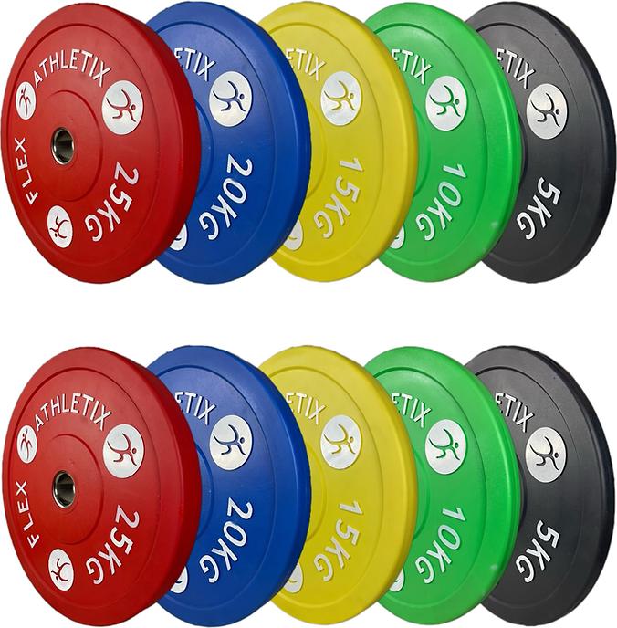 Produktbild FlexAthletix Bumper Plates Set (2 x 5 kg, 2 x 10 kg, 2 x 15 kg, 2 x 20 kg, 2 x 25 kg)