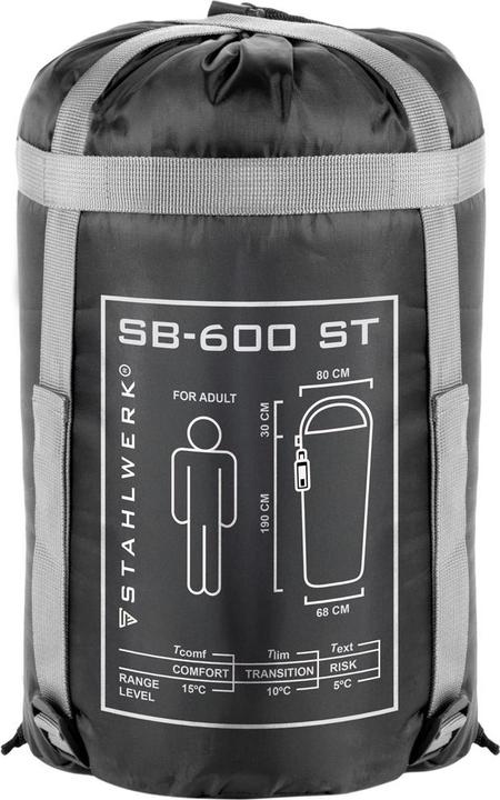 Produktbild Stahlwerk Schlafsack SB-600 ST - Outdoorschlafsack bis 5°C, Füllung 330g/m2 (220 cm)