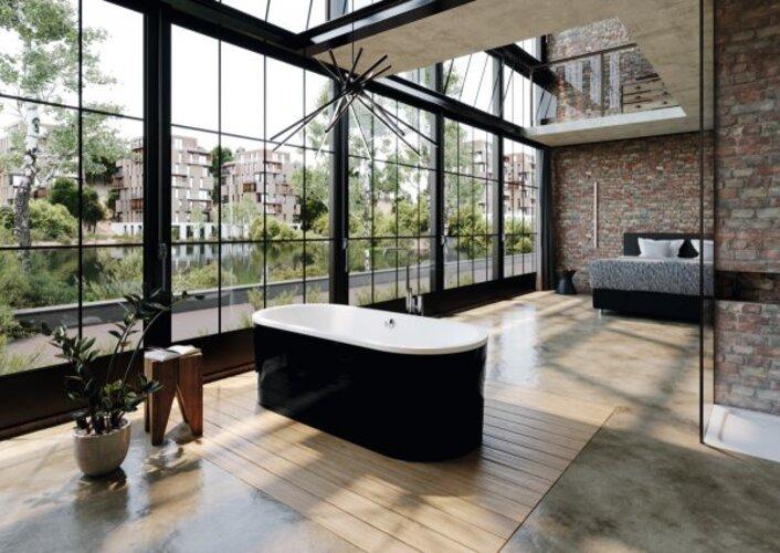 Actual product image Kaldewei Classic Duo Oval, free-standing bathtub, 170x75x42 cm, with apron exterior colour black, 11 (170 cm, 75 cm)