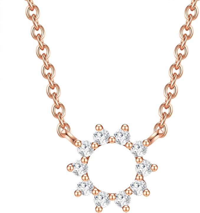 Immagine prodotto Glanzstücke München Catena da donna a fiore/circolo in argento sterling con zirconia rosa oro 40,0 cm di base + 5,5 cm (Argento 925, 40 - 45 cm)