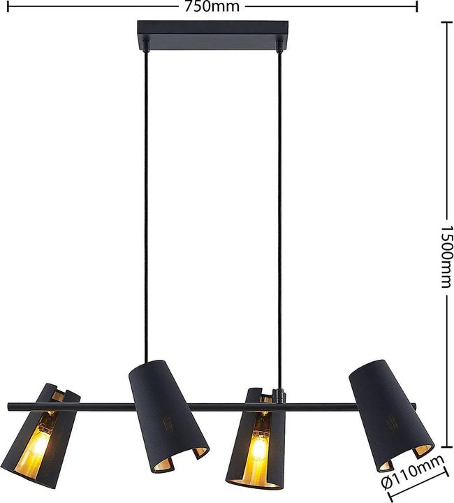 Actual product image Lindby Zylindro pendant light Black/Gold (E14)