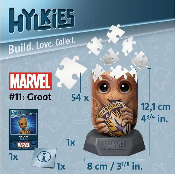 Actual product image Ravensburger Hylkies: The new collectible figure series to assemble yourself. Figure #11 - Groot - For (54 pieces)