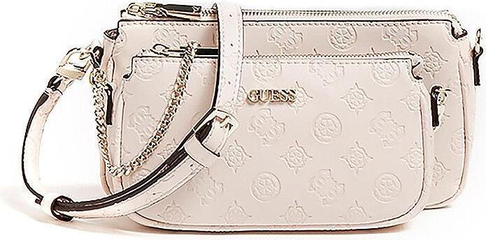 Actual product image Guess Dayane, Double, Textile Crossbody Bag, Blush, 24 x 13.5 x 4.5 cm, Fo