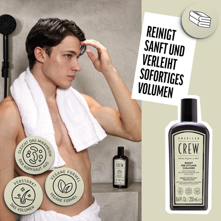 Produktbild American Crew Boost Pre-Styling Cleanser, 250ml (250 ml, Flüssiges Shampoo)