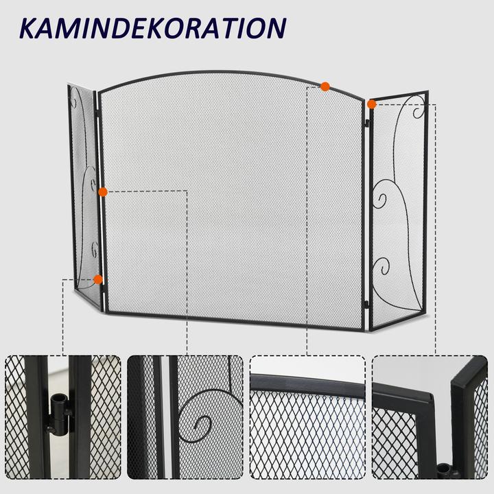 Produktbild Homcom Kamingitter mit drei Paneelen (132.5 x 76.5 cm)