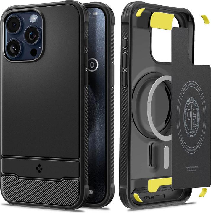 Spigen Rugged Armor MAG iPhone 15 Pro Max 6,7" Magsafe czarny/matte black ACS06561 (Apple iPhone 15 Pro Max)