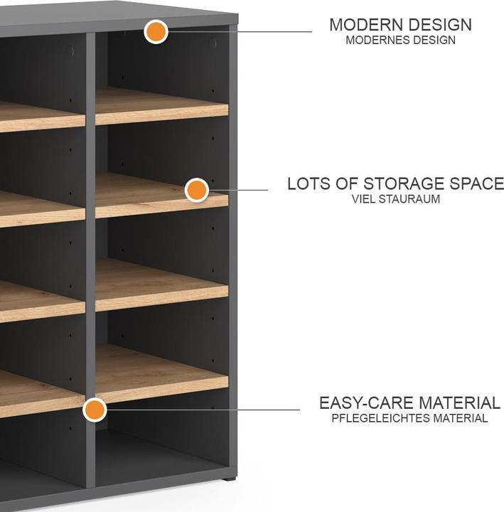 Produktbild Vicco Schuhschrank Lysander, Goldkraft Eiche/Anthrazit, 104 x 65.5 cm (104 x 32 x 122 cm)