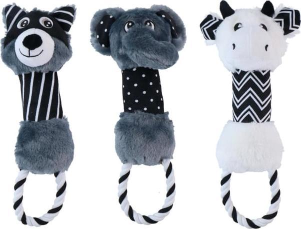 Produktbild Pet Toys Dog toy w/ rope animal 3as (Plüschspielzeug Hund)
