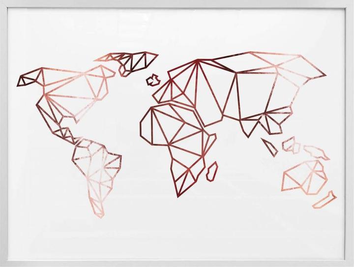 Image du produit Trenddeko Carte du monde en origami - aspect or rose (30 x 24 cm)