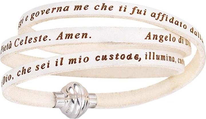 Amen Hail Mary Prayer English Armband (54 cm, Edelstahl, Leder)