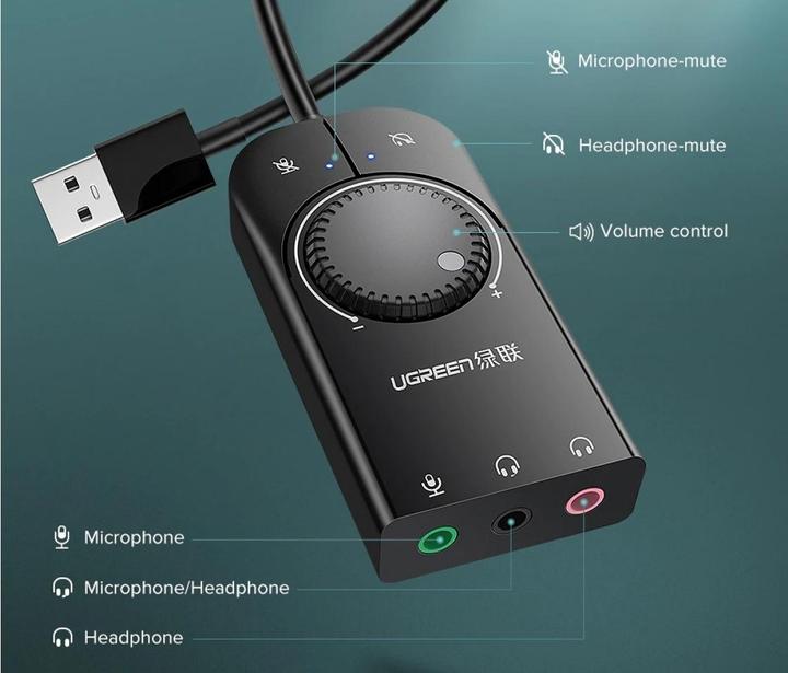 Produktbild Ugreen Externe USB Soundkarte mit Lautstärkeregler