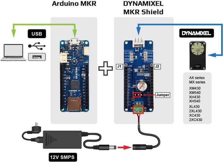 Actual product image Robotis Servo Motor Controller DYNAMIXEL Shield for Arduino MKR (English)