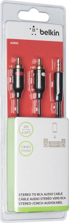 Actual product image Belkin Audio adapter cable (2 m, Cinch, 3.5mm jack (AUX))