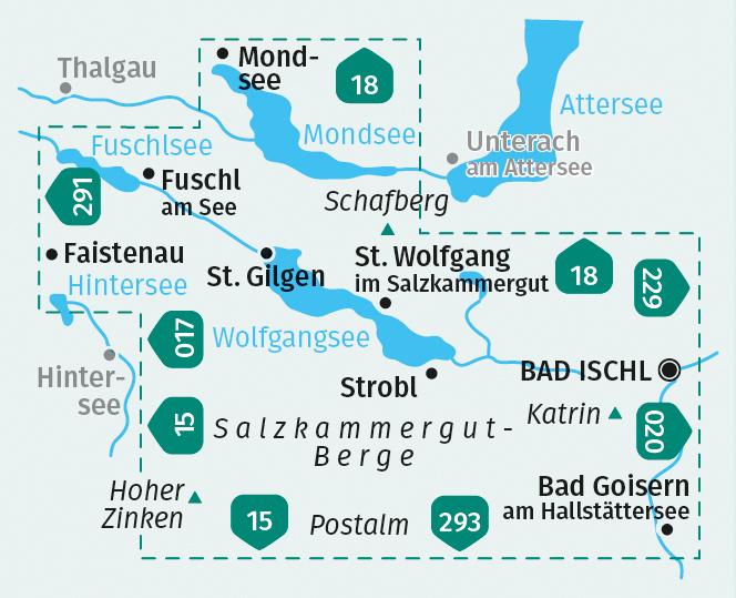 Energie-Label Wanderkarte 018 Wolfgangsee, Fuschlsee, Mondsee 1:25.000