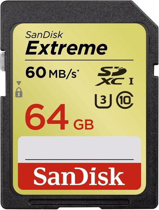 Produktbild SanDisk Extreme SDXC (64 GB, SDXC, U3, UHS-I)
