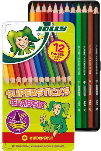 Produktbild Jolly Buntstifte Supersticks Kinderfest Bruchfeste & ungiftige Farbstifte Made in Austria 12 Stifte (Mehrfarbig, 12 x)