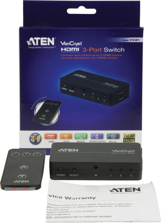 Immagine prodotto Aten VS381 Interruttore HDMI a 3 porte