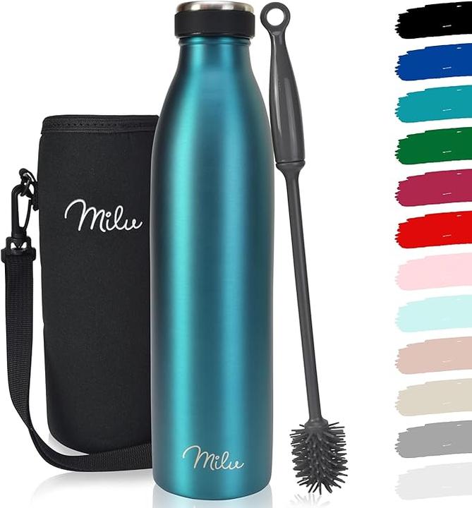 Milu Isolierflasche 750ml + Silikon Reinigungsbürste Farbe: Green (0.75 l)