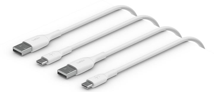 Actual product image Belkin USB-A to USB-C PVC White 1m Twin Pack (1 m, USB 2.0)