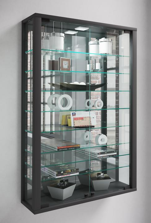 Actual product image VCM Collection Wall Display Case Wood Glass Vitrosa Mini Mirror (59 x 18 x 91 cm)