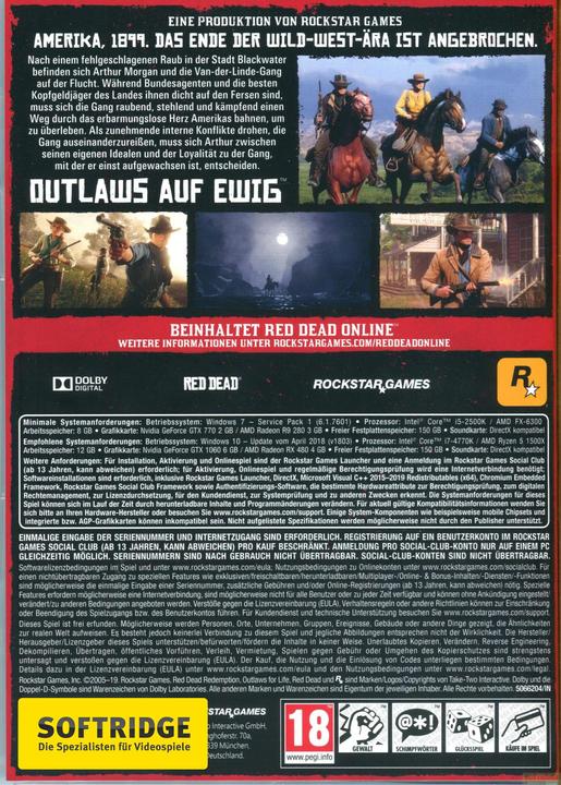 Immagine prodotto Rockstar Red Dead Red Red Redemption 2 - (Codice in una scatola) (PC, Multilingue)