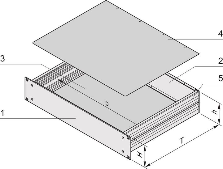 Produktbild Schroff 19"-Kompletteinschub aus Aluminium, Deck- und Bodenblech geschlossen - M