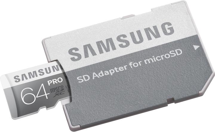 Actual product image Samsung Pro microSDXC with adapter (64 GB, microSDXC, U1, UHS-I)