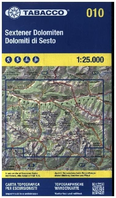 Image du produit Carte topographique de randonnée Tabacco des Dolomites de Sesto. Dolomiti di Sesto
