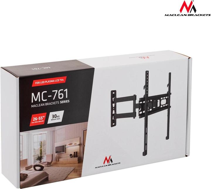 Produktbild Maclean MC-761 - VESA Monitor-/TV-Halter, 26-55", schwarz, 30 kg (Wand, 55", 30 kg)