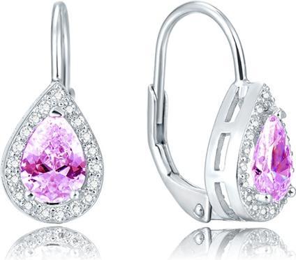Beneto Silver earrings with pink crystal AGUC1162