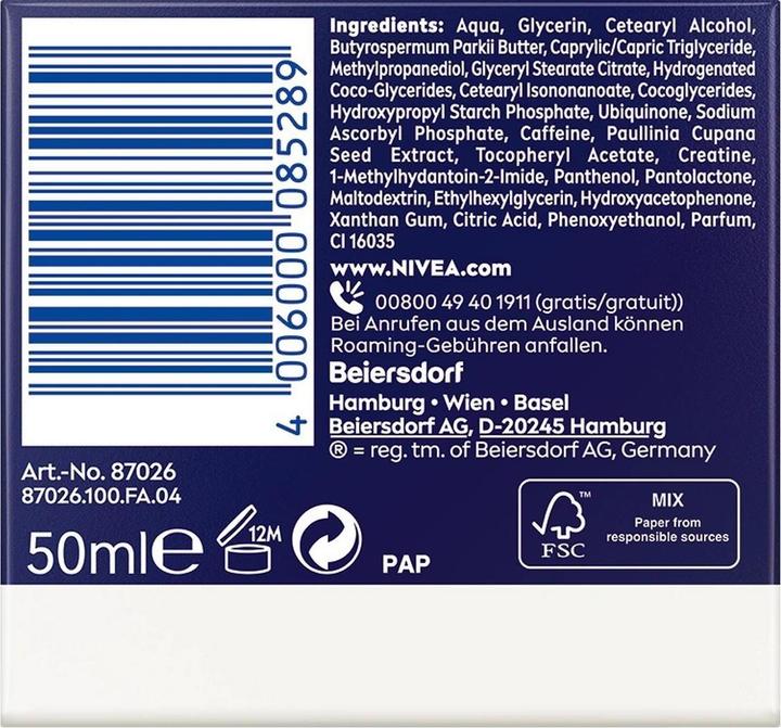 Voedingswaarden en ingrediënten NIVEA Q10 Energie Anti Rimpels (50 ml, Gezichtsbalsem)